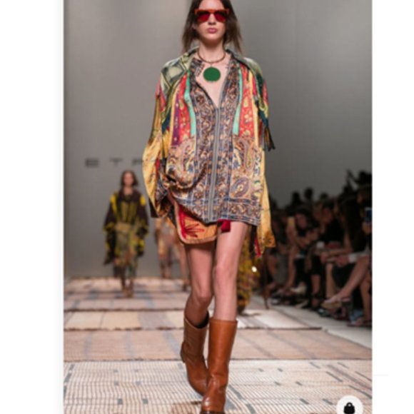 Coldwater Creek Silk Mixed Print Patchwork ButtonUp Jacket Size M - Picture 4 of 16